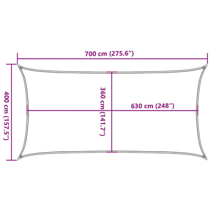 Solsegel 160 g/m² rektangulär orange 4x7 m HDPE