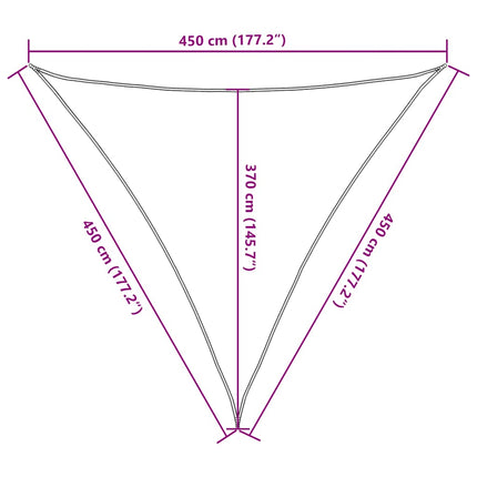 Solsegel 160 g/m² triangulär orange 4,5x4,5x4,5 m HDPE