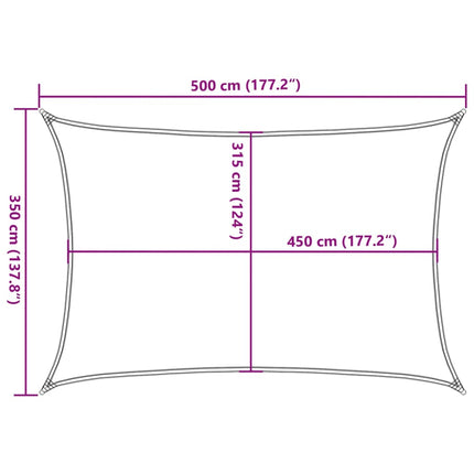 Solsegel 160 g/m² svart 3,5x5 m HDPE