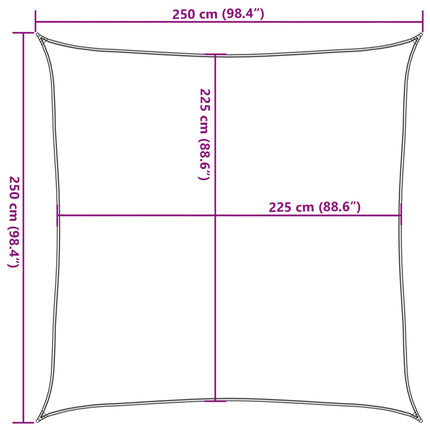 Solsegel 160 g/m² brun 2,5x2,5 m HDPE