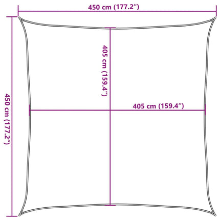 Solsegel 160 g/m² brun 4,5x4,5 m HDPE