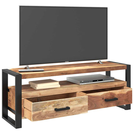 Tv-bänk 120x35x45 cm massivt trä med honungsfinish
