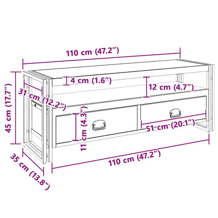 Tv-bänk 120x35x45 cm massivt trä med honungsfinish