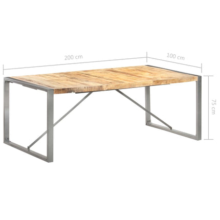 Matbord 200x100x75 cm massivt grovt mangoträ