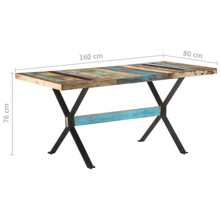 Matbord 160x80x76 cm massivt återvunnet trä