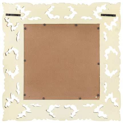 Handsnidad spegel vit 50x50 cm massivt mangoträ
