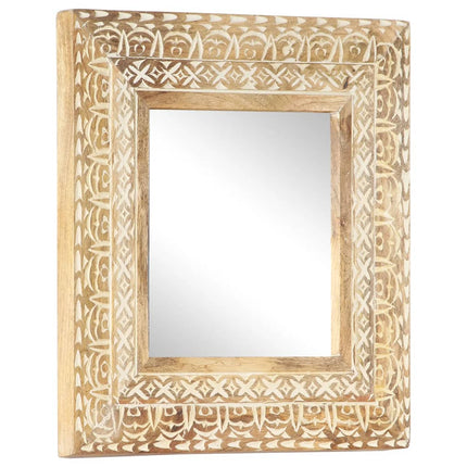 Handsnidad spegel 50x50x2,6 cm massivt mangoträ