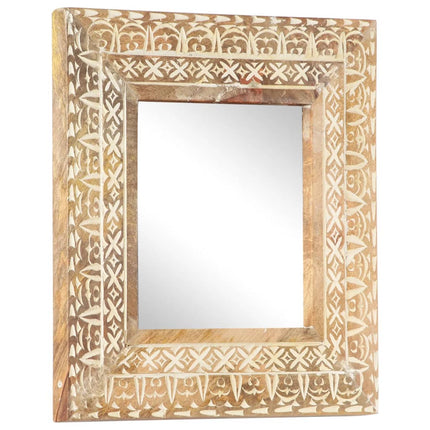 Handsnidad spegel 50x50x2,6 cm massivt mangoträ