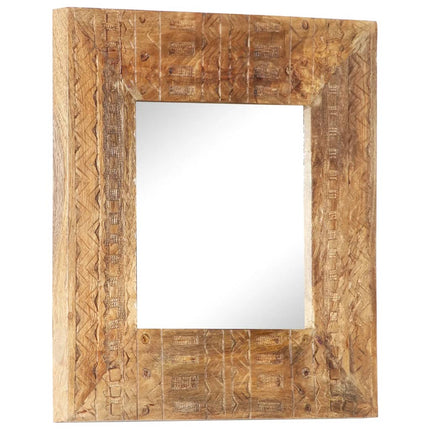 Handsnidad spegel 50x50x2,5 cm massivt mangoträ
