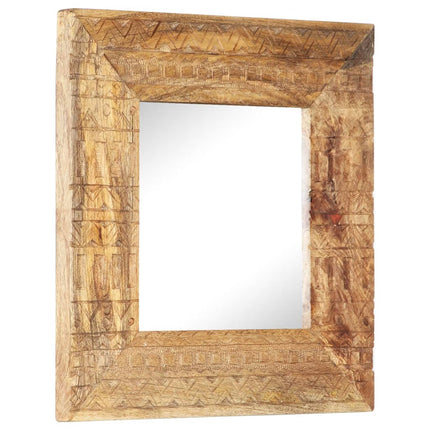 Handsnidad spegel 50x50x2,5 cm massivt mangoträ