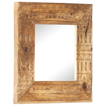 Handsnidad spegel 50x50x2,5 cm massivt mangoträ