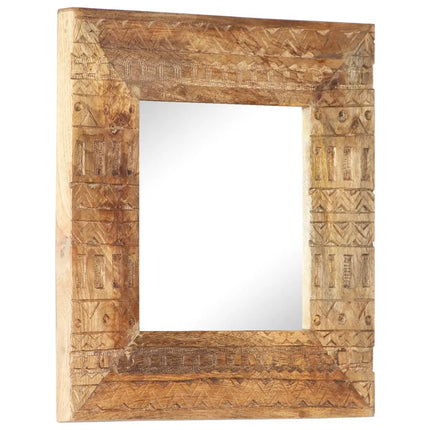 Handsnidad spegel 50x50x2,5 cm massivt mangoträ