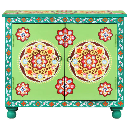 Handmålad skänk flerfärgad 70x35x60 cm massivt mangoträ