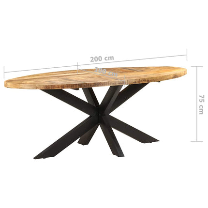 Matbord ovalt 200x100x75 cm grovt mangoträ
