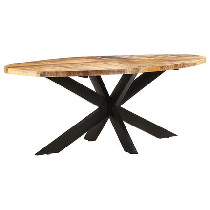 Matbord ovalt 200x100x75 cm grovt mangoträ