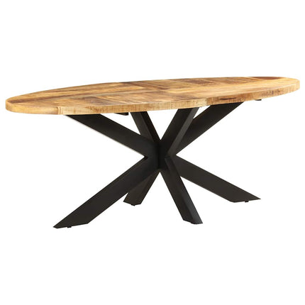 Matbord ovalt 200x100x75 cm grovt mangoträ