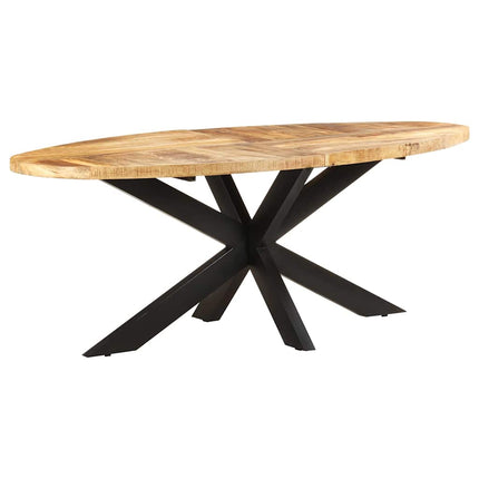 Matbord ovalt 200x100x75 cm grovt mangoträ