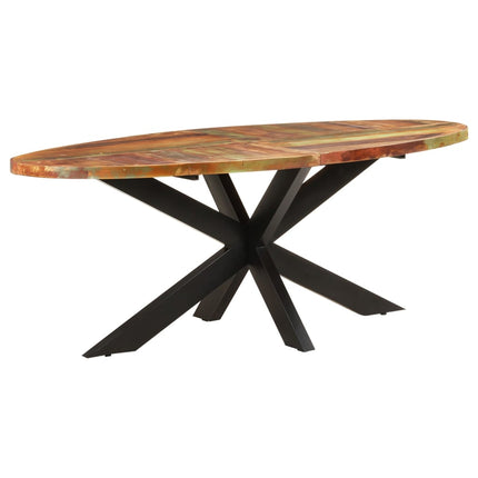 Matbord ovalt 200x100x75 cm massivt återvunnet trä