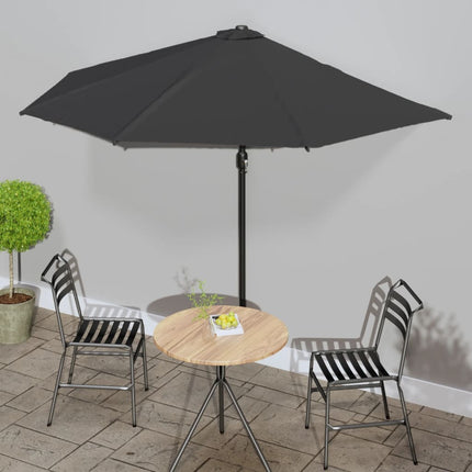 Balkongparasoll med aluminiumstång svart 300x155x223 cm halvt