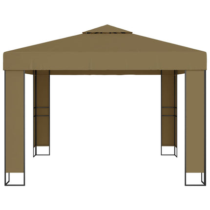 Paviljong dubbla tak 3x3x2,7 m taupe 180 g/m²