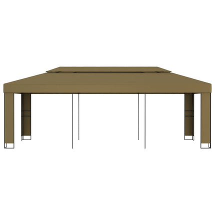 Paviljong dubbla tak 3x6 m taupe 180 g/m²