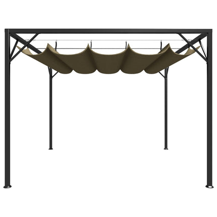 Paviljong med infällbart tak 3x3 m taupe 180 g/m²