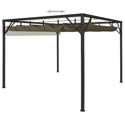 Paviljong med infällbart tak 3x3 m taupe 180 g/m²