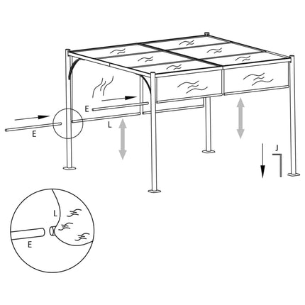 Pergola med infällbart tak 3x3 m taupe 180 g/m²