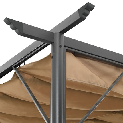 Pergola med infällbart tak taupe 3x3 m stål 180 g/m²