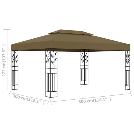 Paviljong dubbla tak 3x4 m taupe 180 g/m²