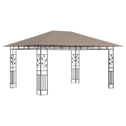 Paviljong med myggnät 4x3x2,73 m taupe 180 g/m²