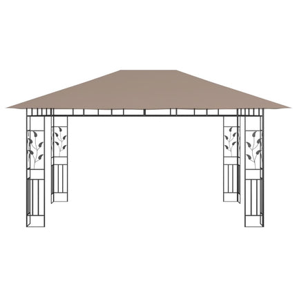 Paviljong med myggnät 4x3x2,73 m taupe 180 g/m²