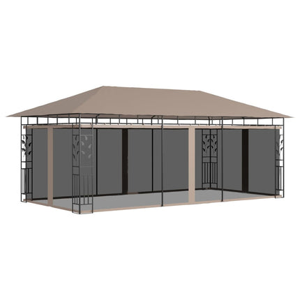 Paviljong med myggnät 6x3x2,73 m taupe 180 g/m²