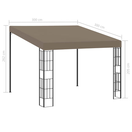 Väggmonterad paviljong 3x3 m taupe tyg