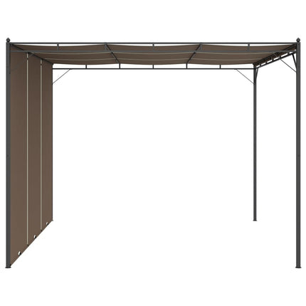 Trädgårdspaviljong med draperier 3x3x2,25 m taupe