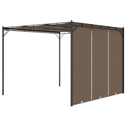 Trädgårdspaviljong med draperier 3x3x2,25 m taupe