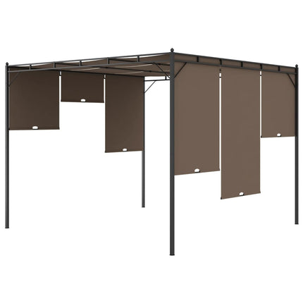 Trädgårdspaviljong med draperier 3x3x2,25 m taupe