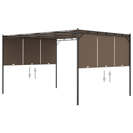 Trädgårdspaviljong med draperier 4x3x2,25 m taupe