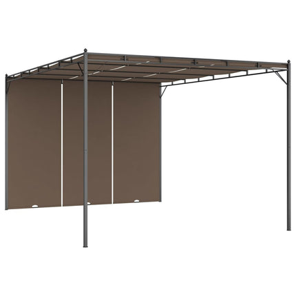 Trädgårdspaviljong med draperier 4x3x2,25 m taupe