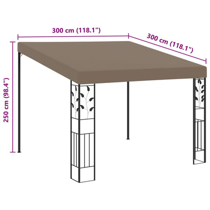 Väggmonterad paviljong 3x3x2,5 m taupe