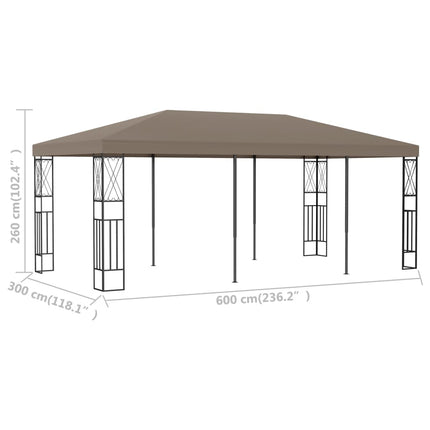 Paviljong 6x3 m taupe tyg