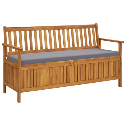 Förvaringsbänk med dyna 148 cm massivt akaciaträ