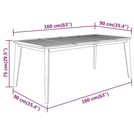 Trädgårdsbord 160x90x75 cm massivt akaciaträ