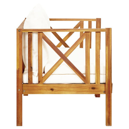 Trädgårdsbänk 2-sits med dynor 122 cm massivt akaciaträ