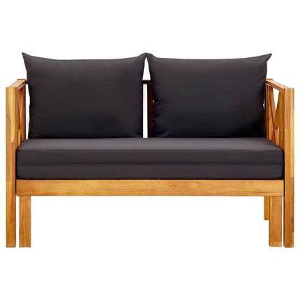 Trädgårdsbänk 2-sits med dynor 122 cm massivt akaciaträ