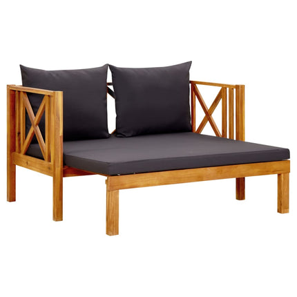 Trädgårdsbänk 2-sits med dynor 122 cm massivt akaciaträ