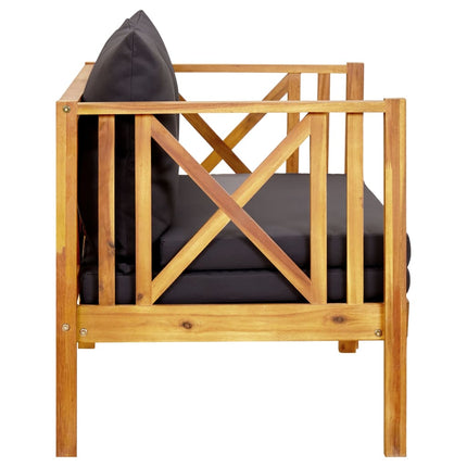 Trädgårdsbänk 2-sits med dynor 122 cm massivt akaciaträ