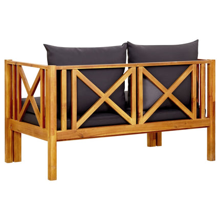 Trädgårdsbänk 2-sits med dynor 122 cm massivt akaciaträ