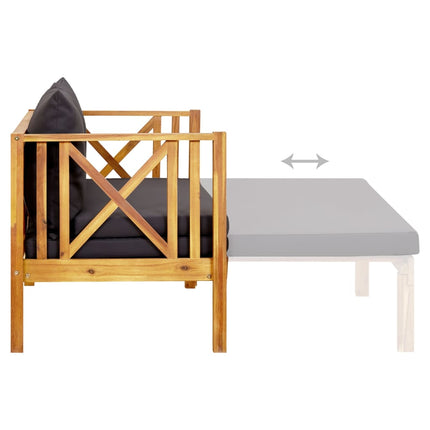 Trädgårdsbänk 2-sits med dynor 122 cm massivt akaciaträ