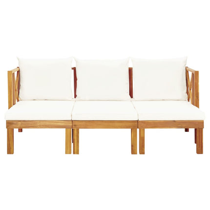 Trädgårdsbänk 3-sits med dynor 179 cm massivt akaciaträ